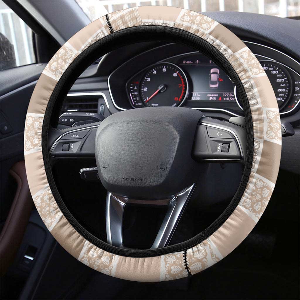 Hawaiian Palaka Quilt Pattern Steering Wheel Cover Hawaii Culture Tropical Flowers Mix - Polynesian Pride