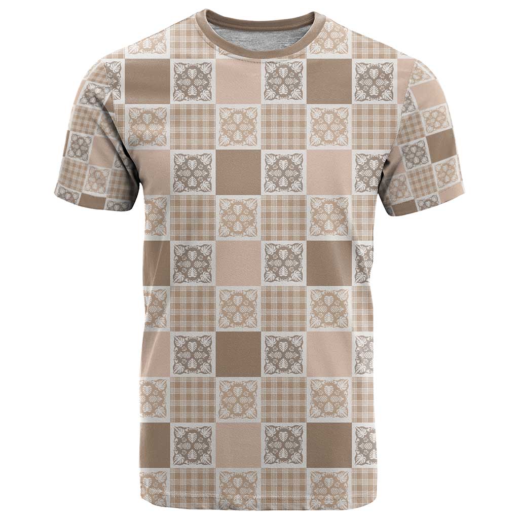 Hawaiian Palaka Quilt Pattern T Shirt Hawaii Culture Tropical Flowers Mix - Polynesian Pride