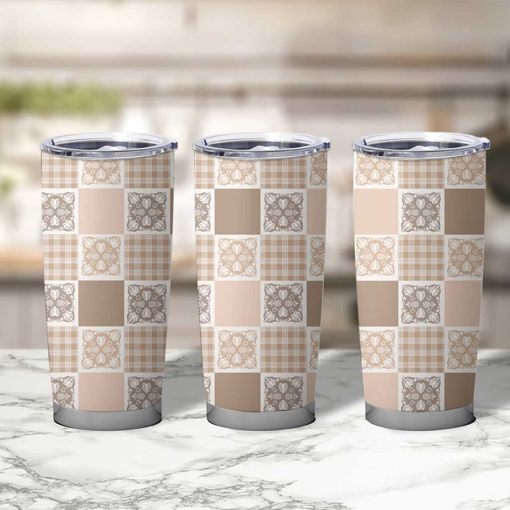 Hawaiian Palaka Quilt Pattern Tumbler Cup Hawaii Culture Tropical Flowers Mix LT9 - Polynesian Pride