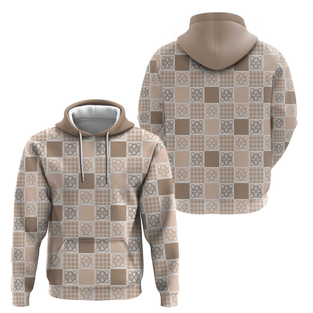 Hawaiian Palaka Quilt Pattern Zip Hoodie Hawaii Culture Tropical Flowers Mix - Polynesian Pride