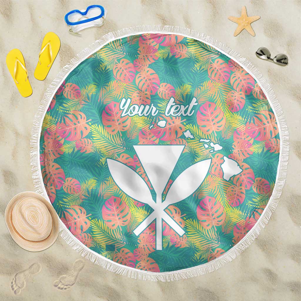 Personalised Seamless Hawaiian Quilt Pattern Beach Blanket Hawaii Culture Palm Leaf Tropical LT9 One Size 150cm Beige - Polynesian Pride