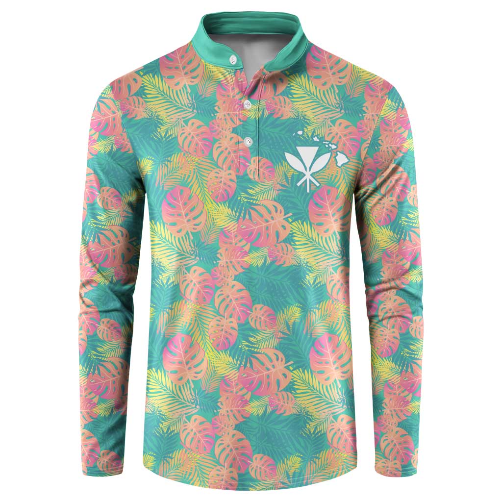Personalised Seamless Hawaiian Quilt Pattern Button Sweatshirt Hawaii Culture Palm Leaf Tropical LT9 Beige - Polynesian Pride