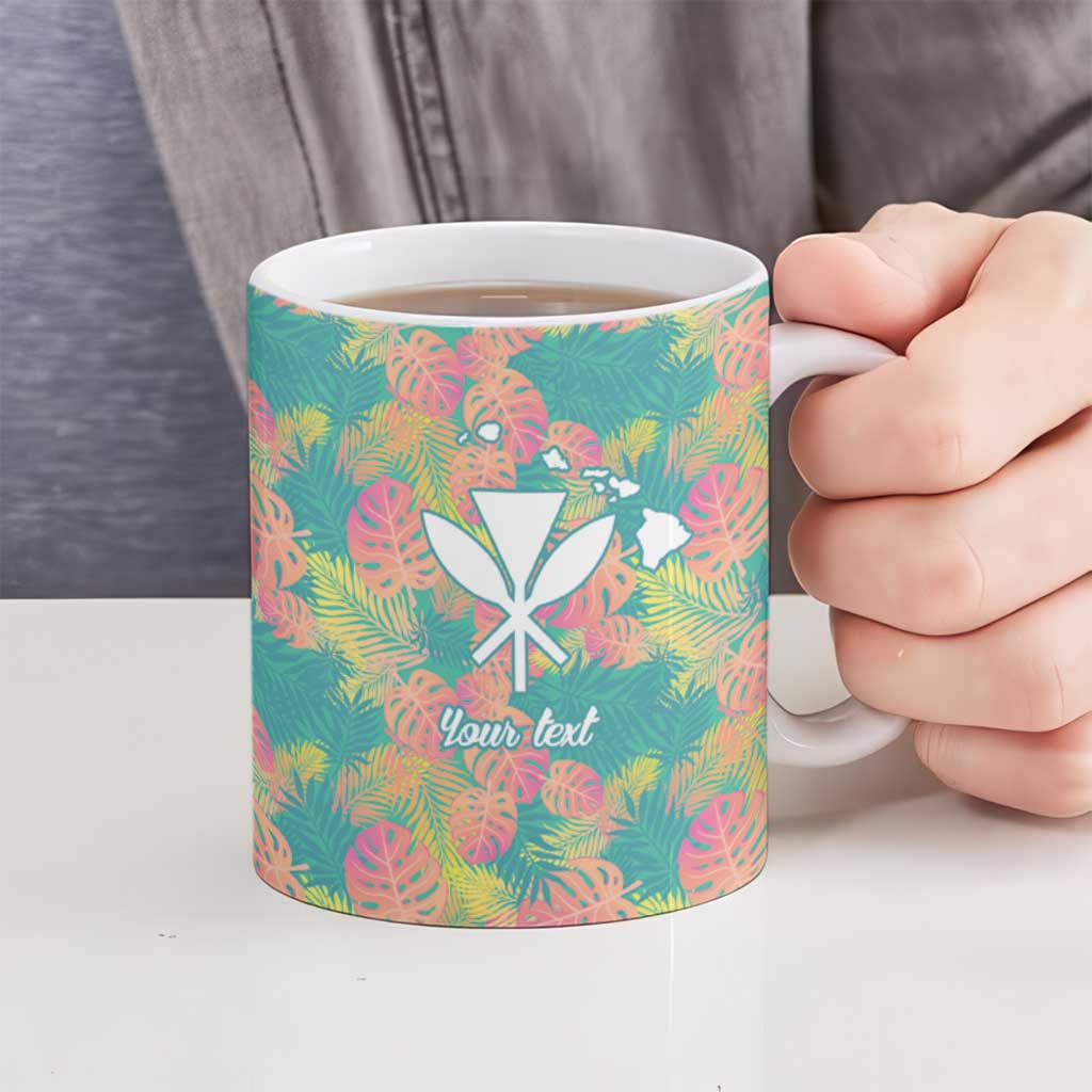 Seamless Hawaiian Quilt Pattern Ceramic Mug Hawaii Culture Palm Leaf Tropical - Polynesian Pride