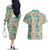Seamless Hawaiian Quilt Pattern Couples Matching Off The Shoulder Long Sleeve Dress and Hawaiian Shirt Hawaii Culture Palm Leaf Tropical - Polynesian Pride