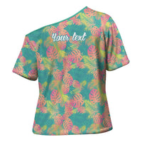 Seamless Hawaiian Quilt Pattern Cross Shoulder Shirt Hawaii Culture Palm Leaf Tropical - Polynesian Pride