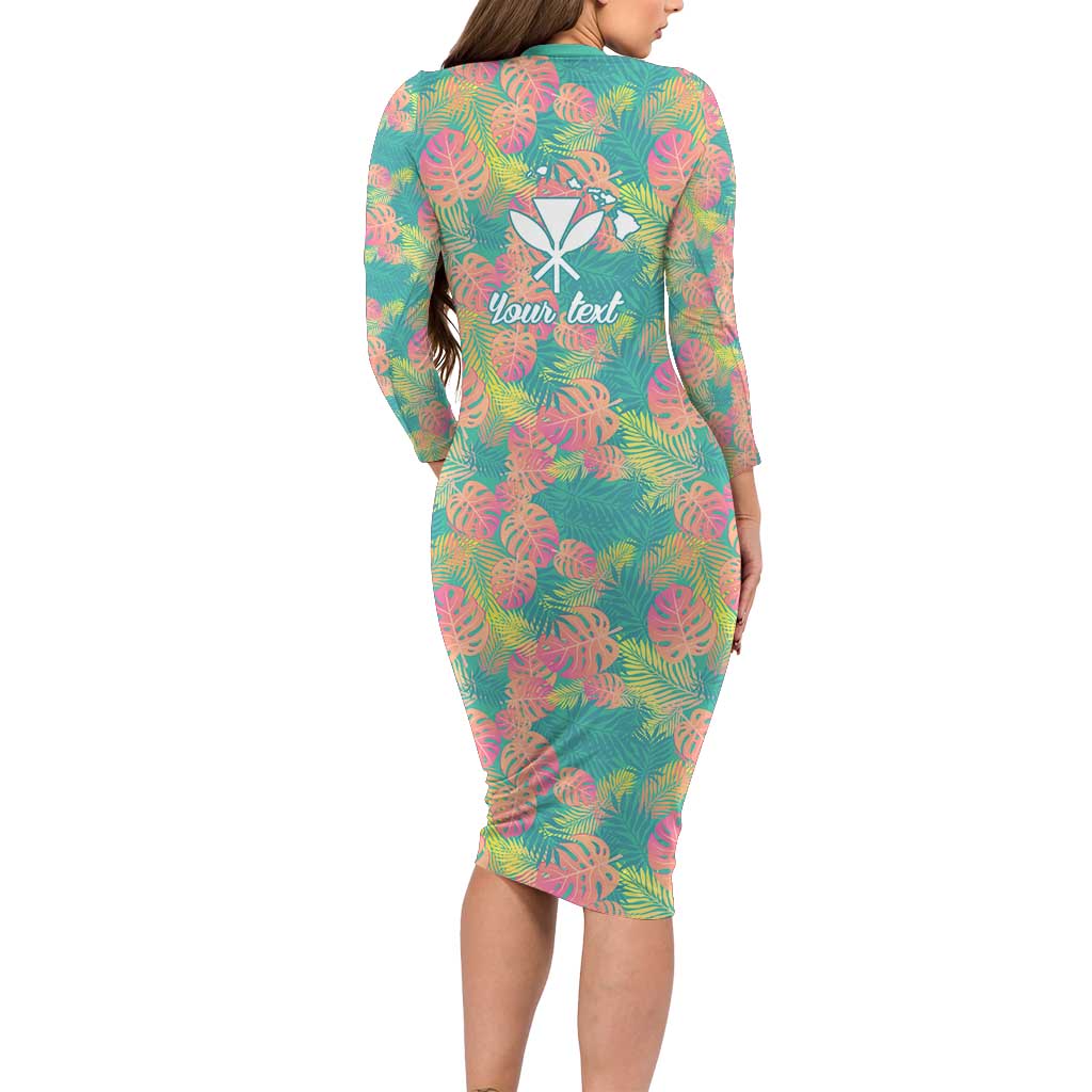 Personalised Seamless Hawaiian Quilt Pattern Family Matching Long Sleeve Bodycon Dress and Hawaiian Shirt Hawaii Culture Palm Leaf Tropical LT9 - Polynesian Pride