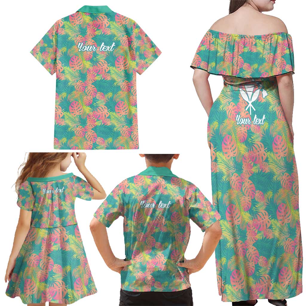 Personalised Seamless Hawaiian Quilt Pattern Family Matching Off Shoulder Maxi Dress and Hawaiian Shirt Hawaii Culture Palm Leaf Tropical LT9 - Polynesian Pride