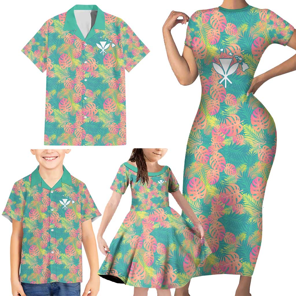 Personalised Seamless Hawaiian Quilt Pattern Family Matching Short Sleeve Bodycon Dress and Hawaiian Shirt Hawaii Culture Palm Leaf Tropical LT9 - Polynesian Pride