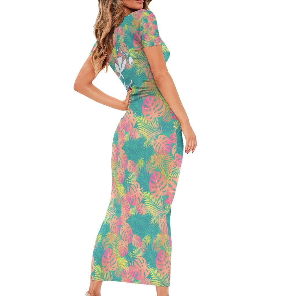 Personalised Seamless Hawaiian Quilt Pattern Family Matching Short Sleeve Bodycon Dress and Hawaiian Shirt Hawaii Culture Palm Leaf Tropical LT9 - Polynesian Pride