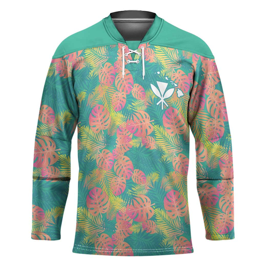Seamless Hawaiian Quilt Pattern Hockey Jersey Hawaii Culture Palm Leaf Tropical - Polynesian Pride
