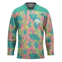 Seamless Hawaiian Quilt Pattern Hockey Jersey Hawaii Culture Palm Leaf Tropical - Polynesian Pride