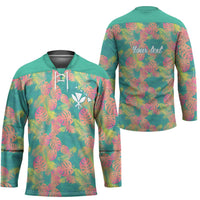 Seamless Hawaiian Quilt Pattern Hockey Jersey Hawaii Culture Palm Leaf Tropical - Polynesian Pride