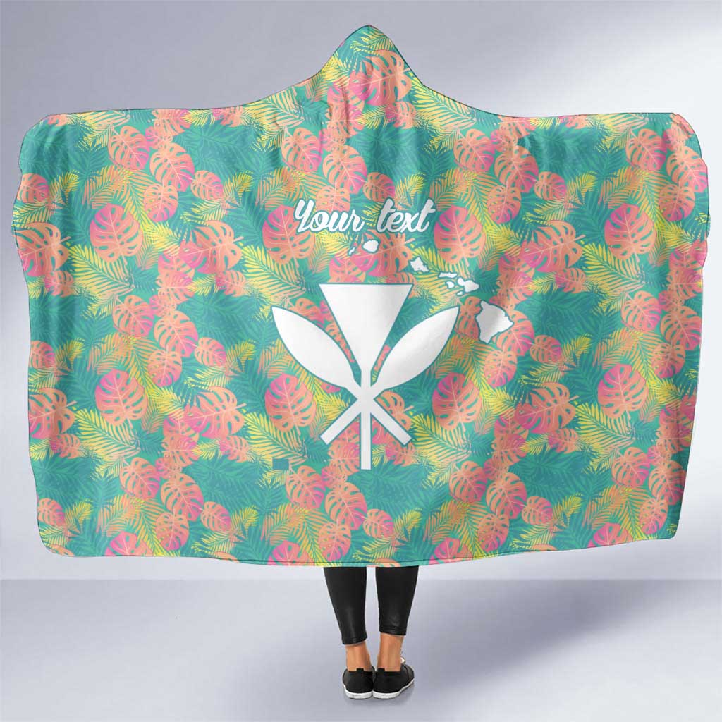 Personalised Seamless Hawaiian Quilt Pattern Hooded Blanket Hawaii Culture Palm Leaf Tropical LT9 One Size Beige - Polynesian Pride