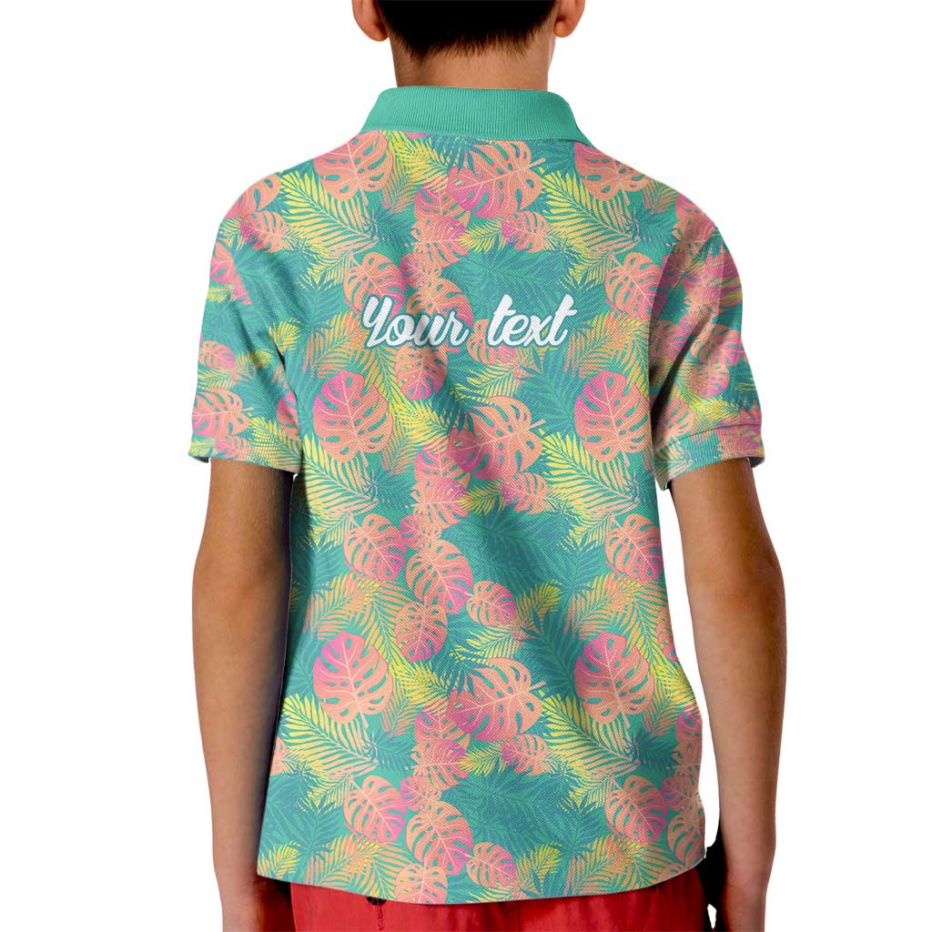 Seamless Hawaiian Quilt Pattern Kid Polo Shirt Hawaii Culture Palm Leaf Tropical - Polynesian Pride