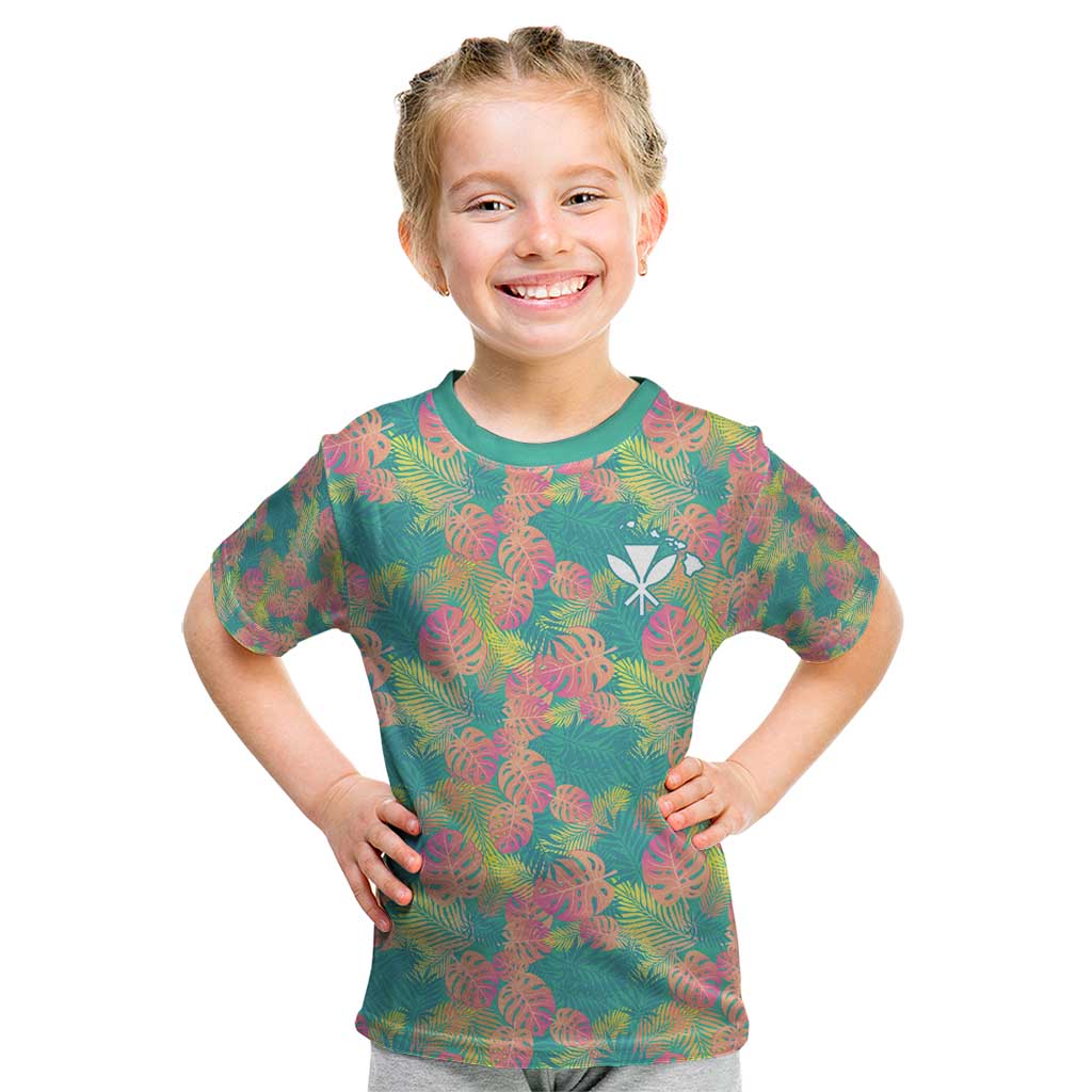 Personalised Seamless Hawaiian Quilt Pattern Kid T Shirt Hawaii Culture Palm Leaf Tropical LT9 Beige - Polynesian Pride