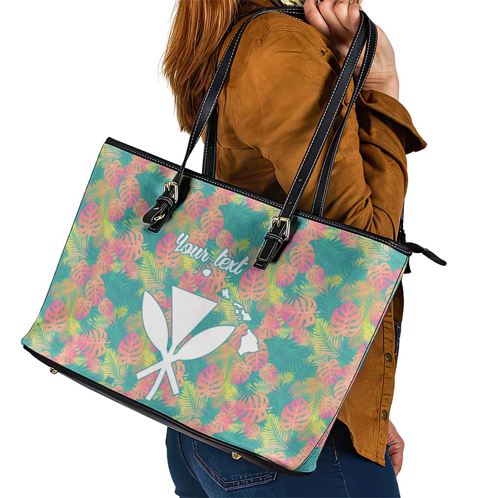 Seamless Hawaiian Quilt Pattern Leather Tote Bag Hawaii Culture Palm Leaf Tropical - Polynesian Pride