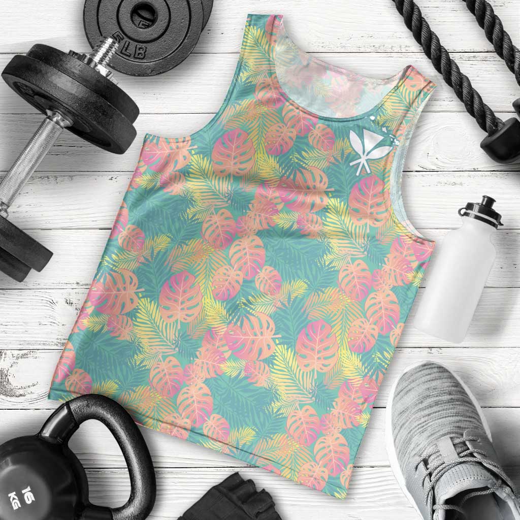 Seamless Hawaiian Quilt Pattern Men Tank Top Hawaii Culture Palm Leaf Tropical - Polynesian Pride