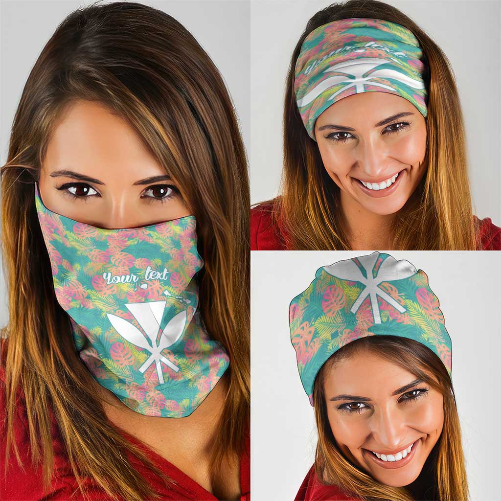 Seamless Hawaiian Quilt Pattern Neck Gaiter Hawaii Culture Palm Leaf Tropical - Polynesian Pride