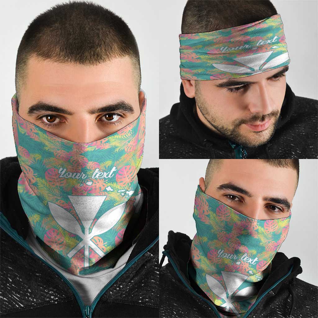 Seamless Hawaiian Quilt Pattern Neck Gaiter Hawaii Culture Palm Leaf Tropical - Polynesian Pride