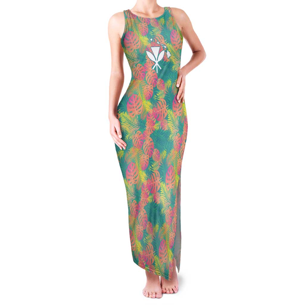 Personalised Seamless Hawaiian Quilt Pattern Tank Maxi Dress Hawaii Culture Palm Leaf Tropical LT9 Women Beige - Polynesian Pride