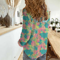 Seamless Hawaiian Quilt Pattern Women Casual Shirt Hawaii Culture Palm Leaf Tropical - Polynesian Pride