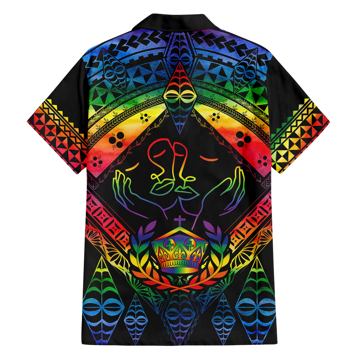 Tonga LGBT Family Matching Tank Maxi Dress and Hawaiian Shirt Love Is Love Ngatu Rainbow Water Color LT9 - Polynesian Pride
