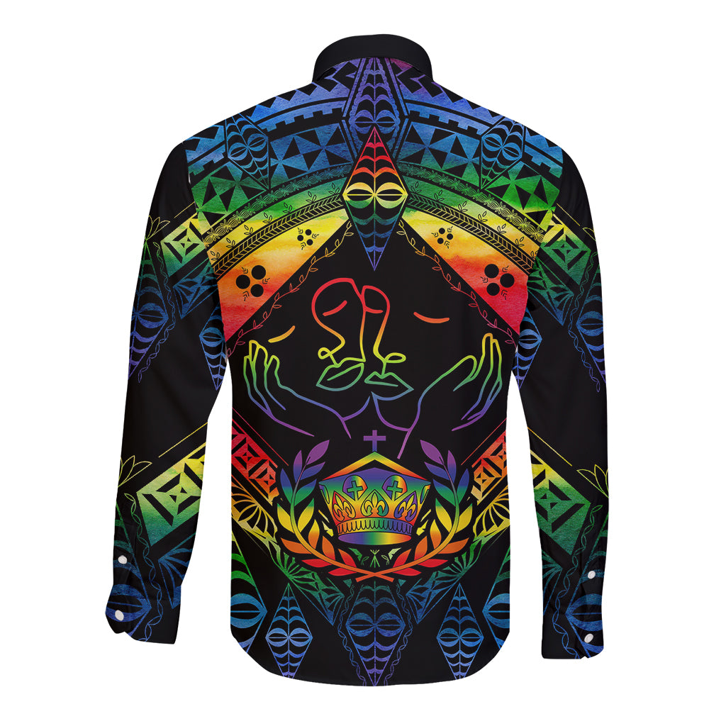 tonga-lgbt-long-sleeve-button-shirt-love-is-love-ngatu-rainbow-water-color