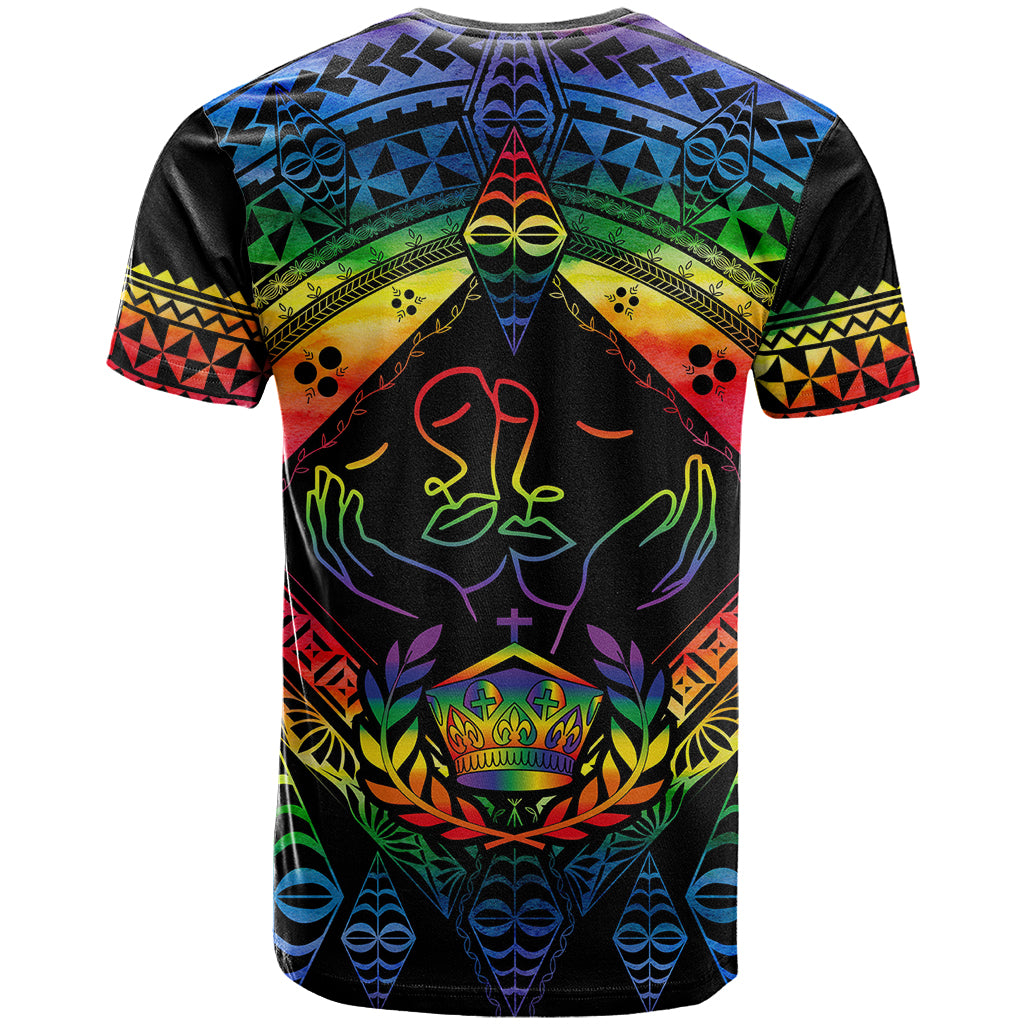 Tonga LGBT T Shirt Love Is Love Ngatu Rainbow Water Color LT9 - Polynesian Pride