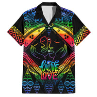 Personalised Tonga LGBT Family Matching Off Shoulder Maxi Dress and Hawaiian Shirt Love Is Love Ngatu Rainbow Water Color LT9 Mom's Dress Black - Polynesian Pride