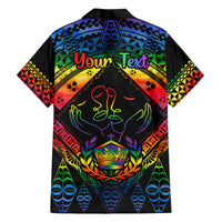 Personalised Tonga LGBT Family Matching Off Shoulder Maxi Dress and Hawaiian Shirt Love Is Love Ngatu Rainbow Water Color LT9 - Polynesian Pride