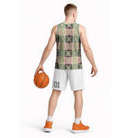Seamless Pattern Maile and Pikake Lei Basketball Jersey Squares Maile Leaf - Polynesian Pride