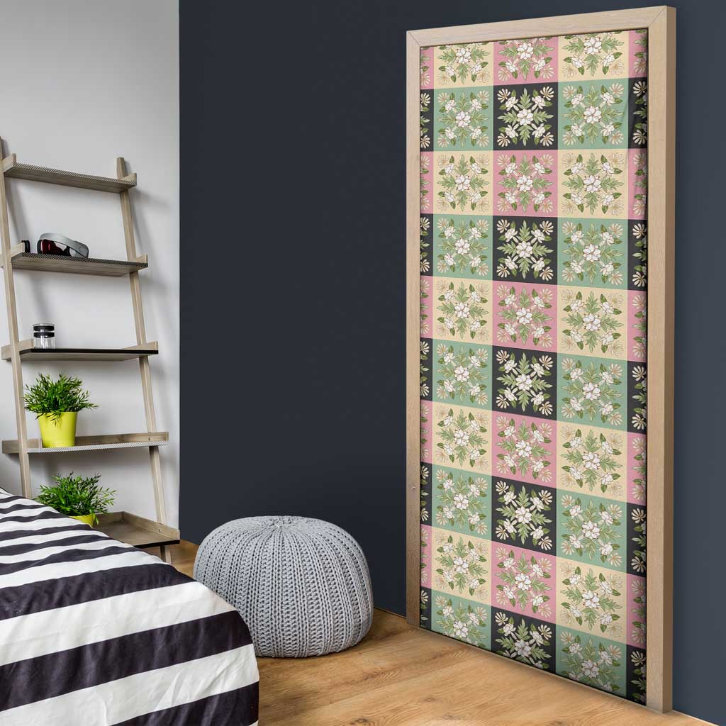 Seamless Pattern Maile and Pikake Lei Door Cover Squares Maile Leaf - Polynesian Pride