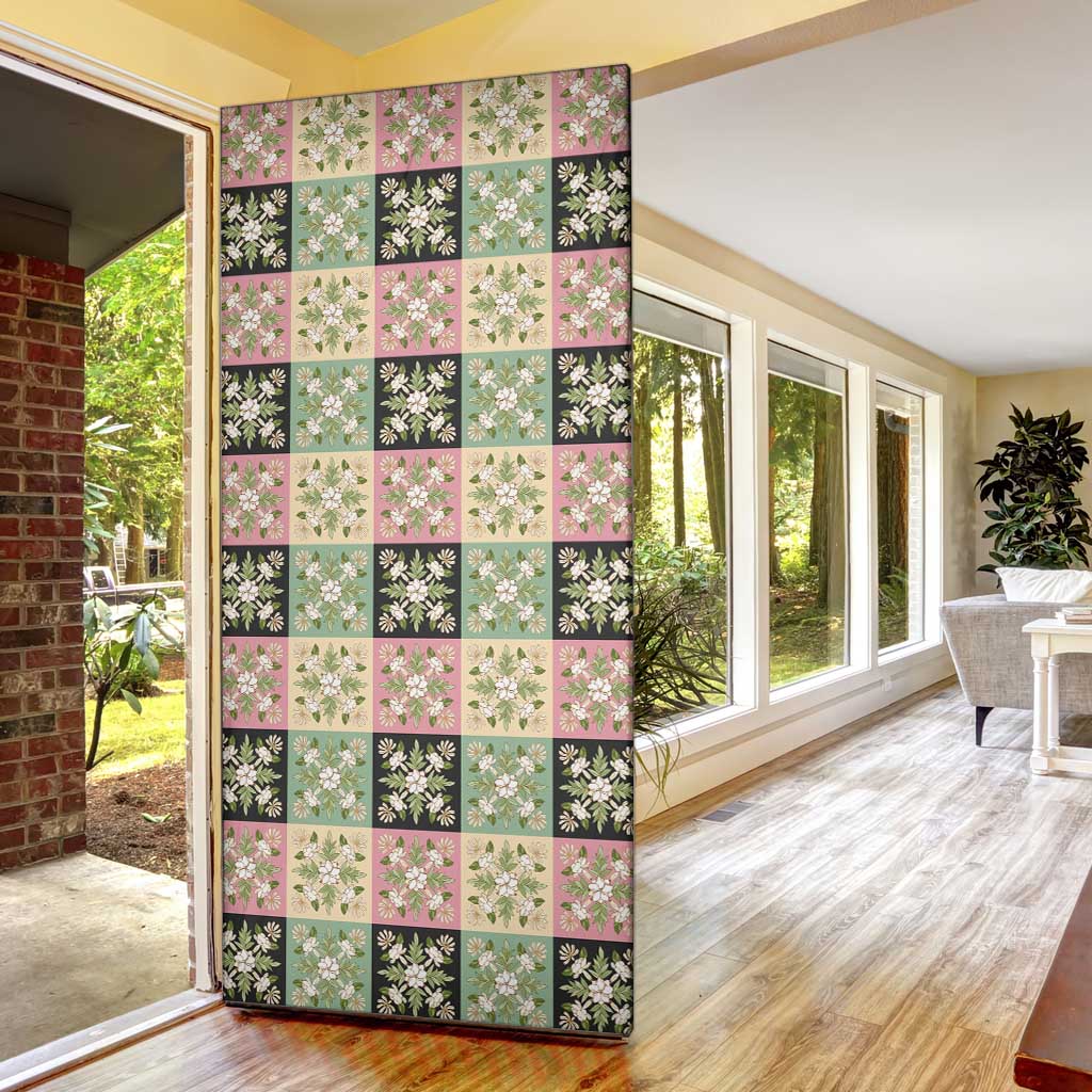 Seamless Pattern Maile and Pikake Lei Door Cover Squares Maile Leaf - Polynesian Pride
