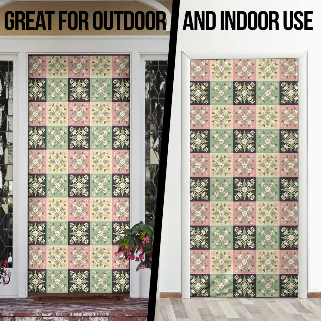 Seamless Pattern Maile and Pikake Lei Door Cover Squares Maile Leaf - Polynesian Pride