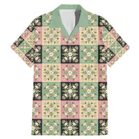 Seamless Pattern Maile and Pikake Lei Family Matching Mermaid Dress and Hawaiian Shirt Squares Maile Leaf LT9 Dad's Shirt - Short Sleeve Green - Polynesian Pride