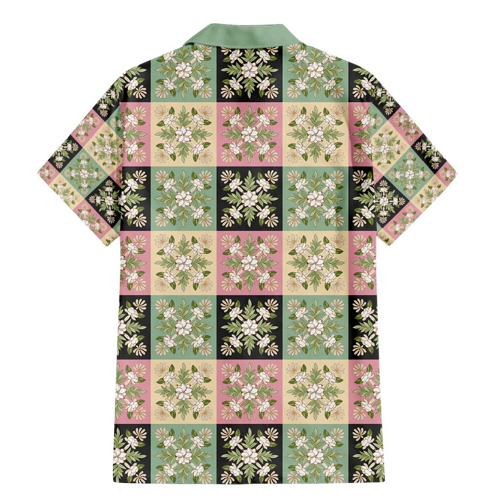 Seamless Pattern Maile and Pikake Lei Family Matching Mermaid Dress and Hawaiian Shirt Squares Maile Leaf LT9 - Polynesian Pride