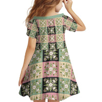 Seamless Pattern Maile and Pikake Lei Family Matching Off The Shoulder Long Sleeve Dress and Hawaiian Shirt Squares Maile Leaf - Polynesian Pride