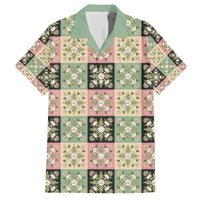 Seamless Pattern Maile and Pikake Lei Family Matching Off The Shoulder Long Sleeve Dress and Hawaiian Shirt Squares Maile Leaf - Polynesian Pride