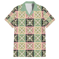 Seamless Pattern Maile and Pikake Lei Family Matching Off Shoulder Maxi Dress and Hawaiian Shirt Squares Maile Leaf - Polynesian Pride