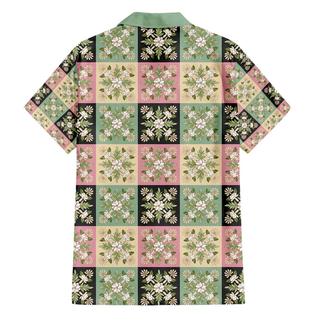 Seamless Pattern Maile and Pikake Lei Family Matching Summer Maxi Dress and Hawaiian Shirt Squares Maile Leaf - Polynesian Pride