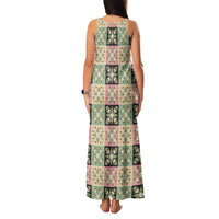 Seamless Pattern Maile and Pikake Lei Family Matching Tank Maxi Dress and Hawaiian Shirt Squares Maile Leaf - Polynesian Pride