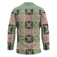 Seamless Pattern Maile and Pikake Lei Hockey Jersey Squares Maile Leaf - Polynesian Pride