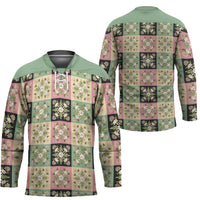 Seamless Pattern Maile and Pikake Lei Hockey Jersey Squares Maile Leaf - Polynesian Pride
