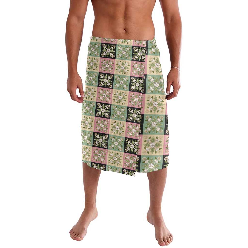 Seamless Pattern Maile and Pikake Lei Lavalava Squares Maile Leaf - Polynesian Pride