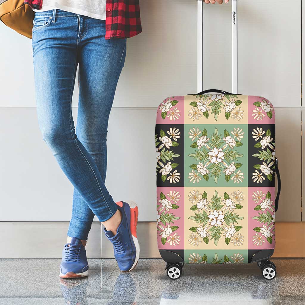Seamless Pattern Maile and Pikake Lei Luggage Cover Squares Maile Leaf - Polynesian Pride