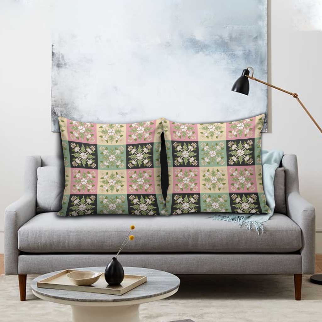 Seamless Pattern Maile and Pikake Lei Pillow Cover Squares Maile Leaf - Polynesian Pride