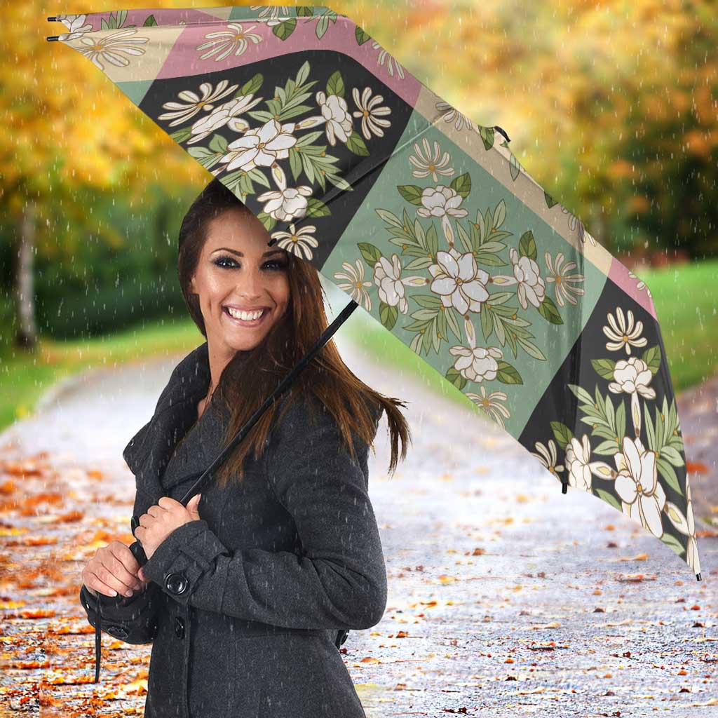 Seamless Pattern Maile and Pikake Lei Umbrella Squares Maile Leaf - Polynesian Pride