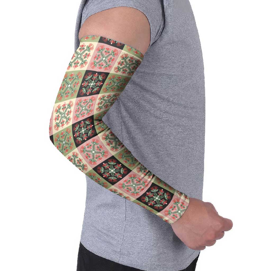 Seamless Pattern Pikake Lei Arm Sleeves Floral Squares Pikake - Polynesian Pride