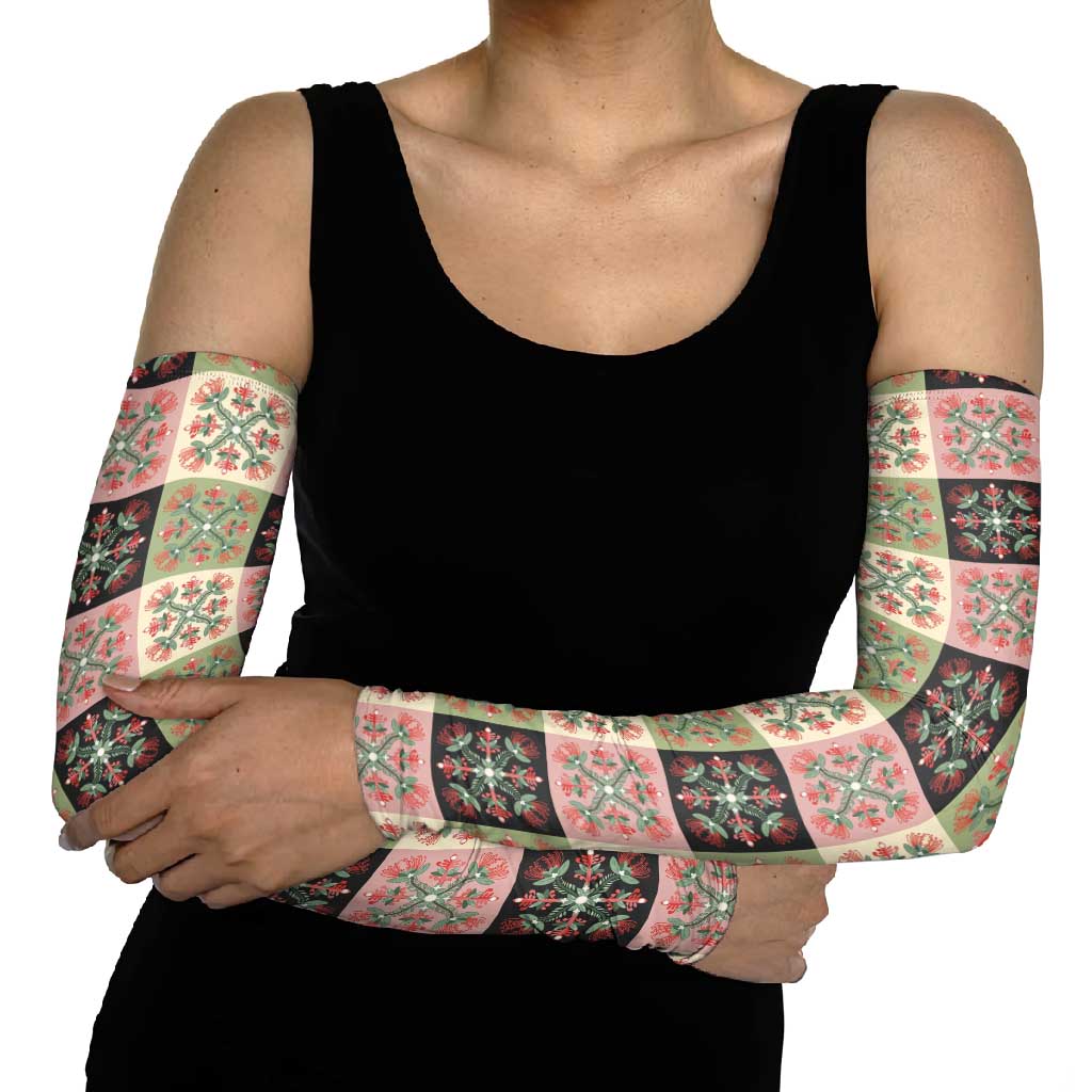 Seamless Pattern Pikake Lei Arm Sleeves Floral Squares Pikake - Polynesian Pride