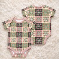 Seamless Pattern Pikake Lei Baby Onesie Floral Squares Pikake LT9 - Polynesian Pride